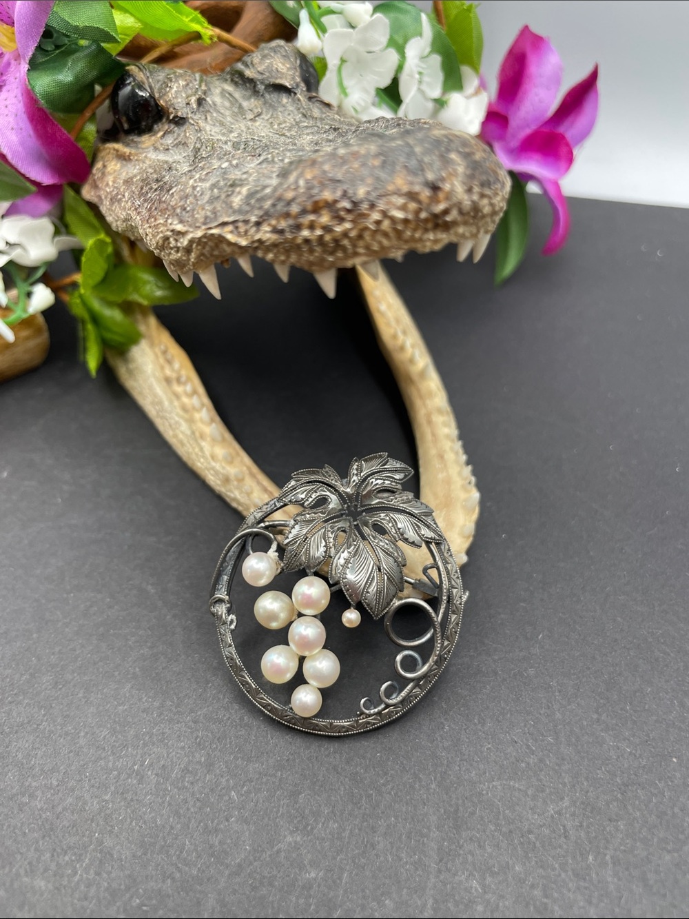 Sterling and real pearl 1940’s brooch